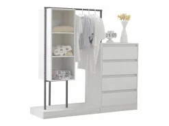 Conjunto de armario con cajones, aparador y barra para colgar ropa, 140x40x135cm.^ Online