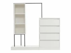 Conjunto de armario con cajones, aparador y barra para colgar ropa, 140x40x135cm.^ Online