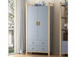 Merax Muebles Niño|Conjunto de armario combinado - armario + estante - con barra + cajones - MDF -