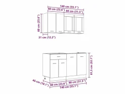 Conjunto de armarios de cocina Lyon 4 pcs Roble ahumado^vidaxl