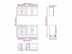 vidaxl Conjunto de armarios de cocina "Porto" de 4 piezas de madera de ingeniería negra Negro New