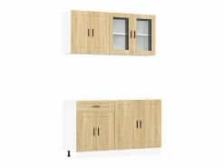 vidaxl Conjunto de armarios de cocina de 4 piezas "Porto" de madera de ingeniería de roble Sonoma Marru00f3n Hot