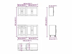 vidaxl Conjunto de armarios de cocina de 4 piezas "Porto" de madera de ingeniería de roble Sonoma Marru00f3n Hot