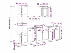 Conjunto de armarios de cocina de 7 piezas "Lyon" de, madera de ingeniería envejecida^vidaxl Clearance