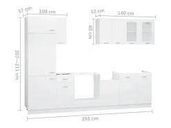 Conjunto de armarios de cocina de 8 piezas "Lyon" de madera de ingeniería blanca^vidaxl Outlet