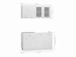 vidaxl Cocina Completa|Conjunto de armarios de cocina de 4 piezas "Lyon" de en madera de ingeniería blanca