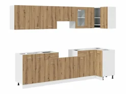 vidaxl Conjunto de armarios de cocina de 11 piezas "Lyon" de madera de ingeniería de roble artesanal Color natural claro New
