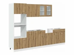 vidaxl Conjunto de armarios de cocina de 7 piezas "Lyon" de madera de ingeniería de roble artesanal Color natural claro Discount