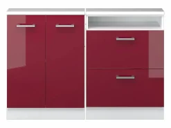 Vicco Conjunto de armarios para techo inclinado de alto brillo 120x46x81.6 rion Rojo Best