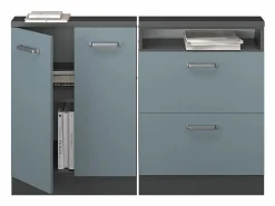Vicco Conjunto de armarios para techo inclinado gris ado/antracita 120x46x81.6 rion Azul New