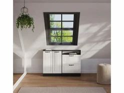 Vicco Conjunto de armarios para techo inclinado casa de campo blanca/antracita 120x46x81.6 rion Blanco roto Outlet
