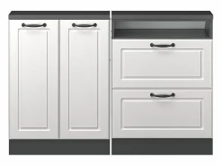 Vicco Conjunto de armarios para techo inclinado casa de campo blanca/antracita 120x46x81.6 rion Blanco roto Outlet