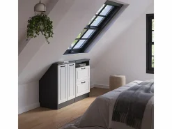 Vicco Conjunto de armarios para techo inclinado casa de campo blanca/antracita 120x46x81.6 rion Blanco roto Outlet