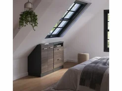 Vicco Conjunto de armarios para techo inclinado gris noble/antracita 120x46x81.6 rion Gris claro