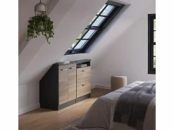 Vicco Conjunto de armarios para techo inclinado sonoma/antracita 120x46x81.6 rion Color natural claro Discount