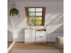 Conjunto de armarios para techo inclinado casa de campo blanca/roble dorado 120x46x81.6 rion^Vicco Best