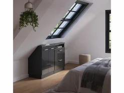 Vicco Conjunto de armarios para techo inclinado antracita brillo intenso/antracita 120x46x81.6 rion Gris antracita