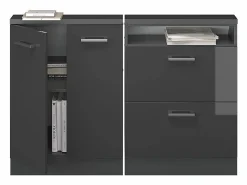 Vicco Conjunto de armarios para techo inclinado antracita brillo intenso/antracita 120x46x81.6 rion Gris antracita