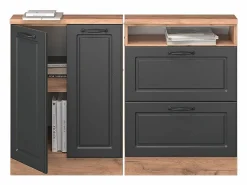 Conjunto de armarios para techo inclinado antracita casa de campo/roble kraft dorado 120x46x81.6 rion^Vicco