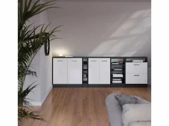 Vicco Conjunto de armarios para techo inclinado brillo/antracita 120x46x81.6 rion Blanco Online
