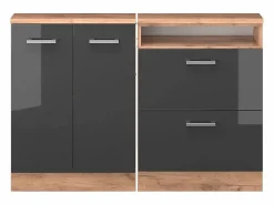 Conjunto de armarios para techo inclinado antracita brillo intenso/roble dorado eléctrico 120x46x81.6 rion^Vicco Best