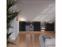 Conjunto de armarios para techo inclinado antracita brillo intenso/roble dorado eléctrico 120x46x81.6 rion^Vicco Best