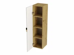 Conjunto de baño 100 cm Cashmere / Roble Nogal Armario con encimera y estantería + Columna Orio^ New