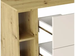 Conjunto de baño 100 cm Cashmere / Roble Nogal Armario con encimera y estantería + Columna Orio^ New
