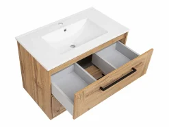 Conjunto De Baño|Conjunto de baño 80 cm Vivien Roble Wotan Columna Armario con espejo