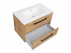 Conjunto De Baño|Conjunto de baño 80 cm Vivien Roble Wotan Columna Armario con espejo