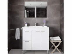 Mueble De Aseo|Conjunto de baño Aktiva con espejo y lavabo 80 cm