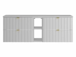 Conjunto de baño 140 cm Armario con encimera Estantería Frentes ranurados Arcos Blanco Sale