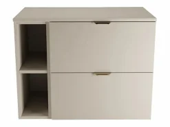 Conjunto de baño de cachemira de 80 cm. Armario con encimera y estantería Orio. Beige Outlet