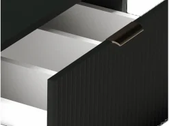 Conjunto de baño 100 cm Armario Estantería Encimera Columna Frentes ranurados Negro Online