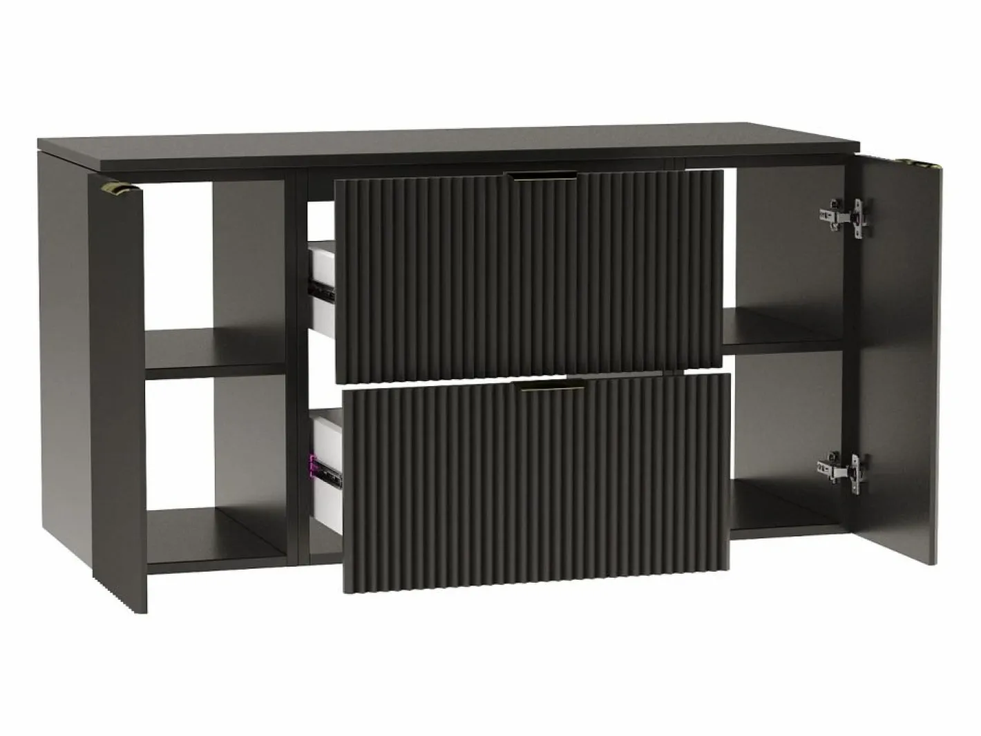 Conjunto De Baño|Conjunto de baño 120 cm Armario Encimera Columna Frentes ranurados