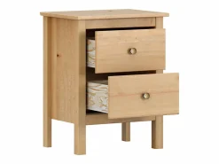 Conjunto de cabecero de 155x45cm y Dos mesitas de Noche de 2 cajones en Madera Maciza en color Miel-Roble^ Best