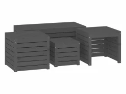 Conjunto de caja de jardín 4 piezas de madera maciza de pino Gris