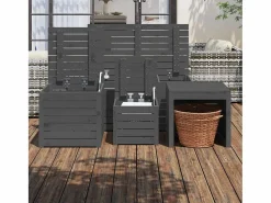 Conjunto de caja de jardín 4 piezas de madera maciza de pino Gris