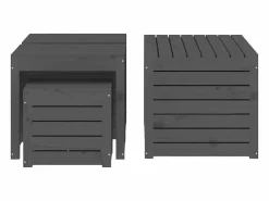 Conjunto de caja de jardín 4 piezas de madera maciza de pino Gris