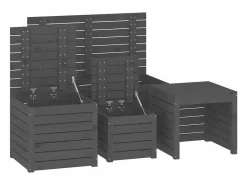 Conjunto de caja de jardín 4 piezas de madera maciza de pino Gris