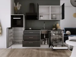 Conjunto de cocina: Blanco Mate, Brillo, dimensiones: ancho: 250 cm, alto: 220 cm, fondo: 60 cm^ Clearance