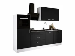 Cocina Completa|Conjunto de cocina: Blanco Mate, Mate, dimensiones: largo: 250 cm, alto: 220 cm, fondo: 60 cm