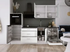 Cocina Completa|Conjunto de cocina: Mate, Brillo, dimensiones: largo: 250 cm, alto: 220 cm, fondo: 60 cm
