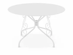 MYLIA Conjunto de comedor de jardín de metal forjado GUERMANTE by con mesa redonda y 4 sillas blancas Blanco Outlet