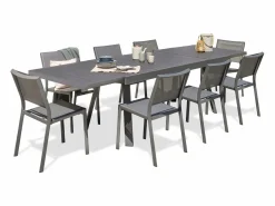 Dcb Garden Conjunto de comedor de jardín 8 plazas de aluminio Gris antracita Outlet