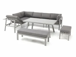 Dcb Garden Conjunto de comedor de jardín 9 plazas de aluminio Gris Hot