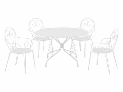 MYLIA Comedores De Jardín|Conjunto de comedor de jardín en metal forjado con mesa redonda y 4 sillones s GUERMANTES