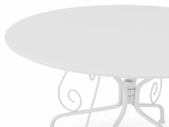 MYLIA Comedores De Jardín|Conjunto de comedor de jardín en metal forjado con mesa redonda y 4 sillones s GUERMANTES