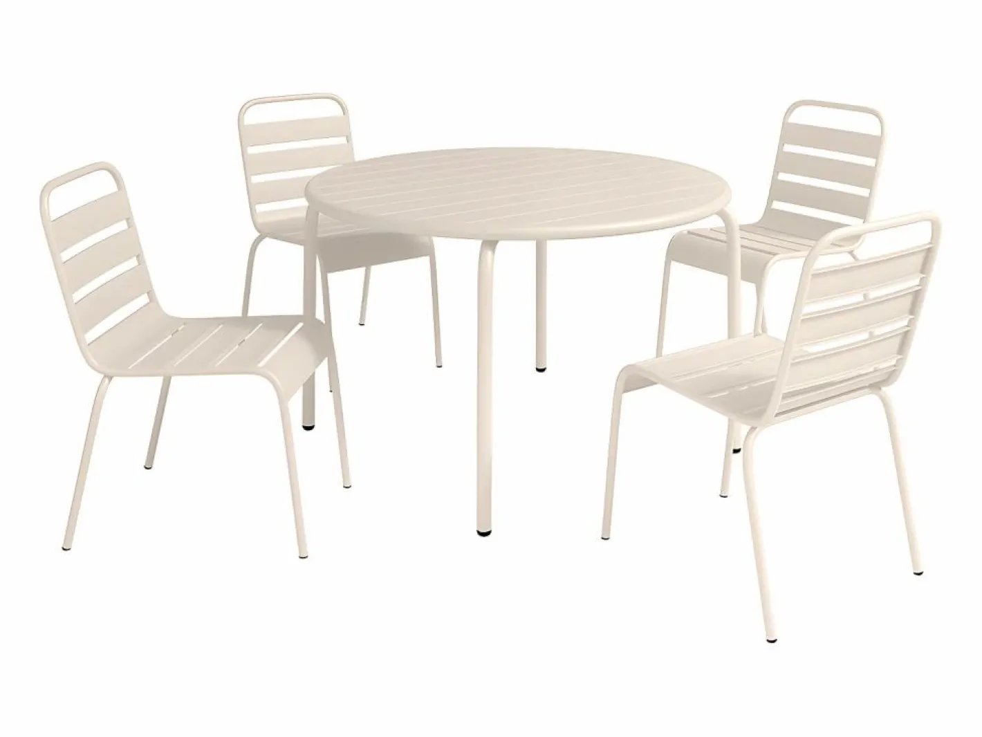 Conjunto de comedor jardín de metal - una mesa de D.110cm y 4 sillas apilables - MIRMANDE^MYLIA New