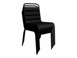 MYLIA Conjunto de comedor jardín metal mesa L.160 cm 2 sillones 4 sillas MIRMANDE Negro Discount